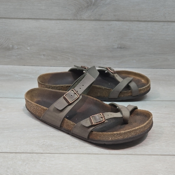 Birkenstock Womem Mayari Loop Toe Brown Strappy Sandals Flats Shoes Sz 39/8 Reg - Picture 1 of 12